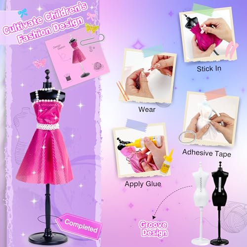 Minifun D001 800+Pcs Fashion Designer Kit For Girls, Sewing Kit With 4 Mannequins, Diy Arts And Crafts Kit For Kids thumb #3