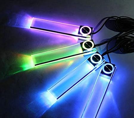 Amazon 高級感 を 演出 する Led ライト 4本セット 車 ドレスアップ 車内 内装 カー用品 好きな場所に 設置 可能 簡単 取り付け ブルータイプ ライト 照明アクセサリー 車 バイク