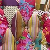 Fotel uszak tapicerowany materiałowy pikowany patchwork wielokolorowy różowy Molde