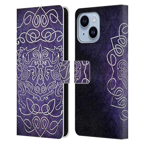 Étui portefeuille cuir iPhone 14 Plus Licornes Celtiques : le cadeau idéal Brigid Ashwood