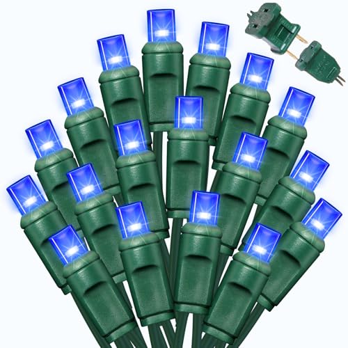 LAMPHOME 600LED (12pk of 50L) String Lights,LED Christmas Lights, 6" SPACING,Green Wire,Blue