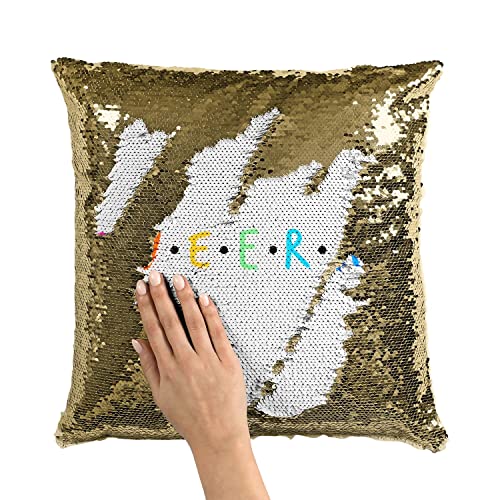 Coussin Sequin Doré Queer AF : Affirmez Votre Identité Trans - 3