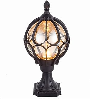 Luzes de poste clássicas rústicas de alumínio vintage rústico lâmpada de poste de pilar country luz de rua decorativa globo ao ar livre luminária de iluminação de paisagem para jardim varanda lâmpadas de coluna externa tudo está bem