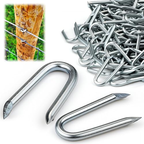180pcs Cavalier de Fixation Clou Double Pointe Attache Grillage Double Clou Cavalier en U Crampillon pour Cloture Agrafes Grillage Cloture pour Agrafes de...