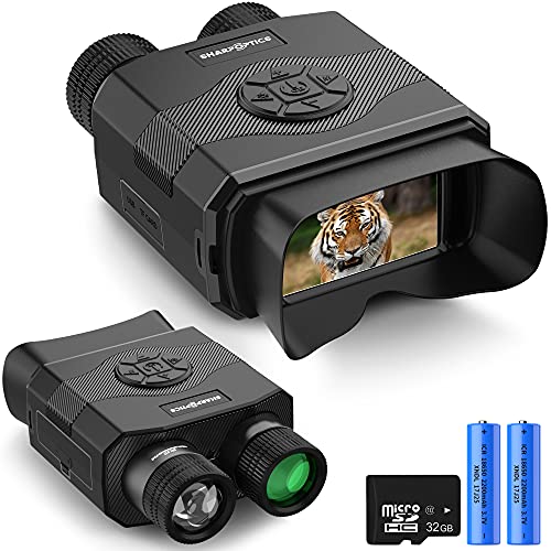 SharpOptics 5 X 8 Night Vision Goggles, 3.5   HD Digital Night Vision Binoculars for Adults, Infrared Goggles Night Vision with Photo Video, Hunting Night Vision Goggles Camera with 32GB TF Card