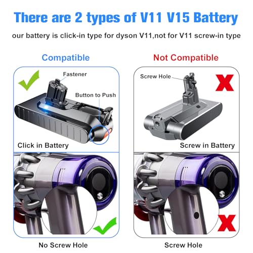 Image of Upgraded 10.0Ah 25.2V Replacement for Dyson V11 V15 Battery【Click-in Version】 Compatible with Dyson V11 Outsize Animal Torque Drive 970425-01 970938-01 V15 Detect SV15 SV16 SV17 Vacuum Cleaner