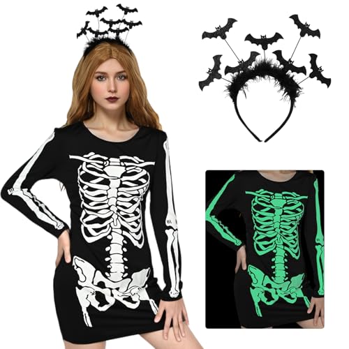 Forfamy Disfarce de mulher, disfarce preto, Halloween carnaval cosplay (M)