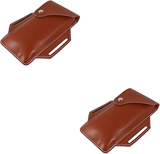 MILISTEN Riñonera Deportiva De 2 Piezas para Teléfono Portátil para Exteriores Color Marrón Ligera De Cuero Sintético Y Metal.