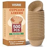 VISRIE 500Pcs Standard Cupcake Liners, Greaseproof & Non-Stick Muffin Liners, Food Grade Cupcake Liners for Baking, Parchment Baking Cups for Cupcakes, Muffins, Nuts