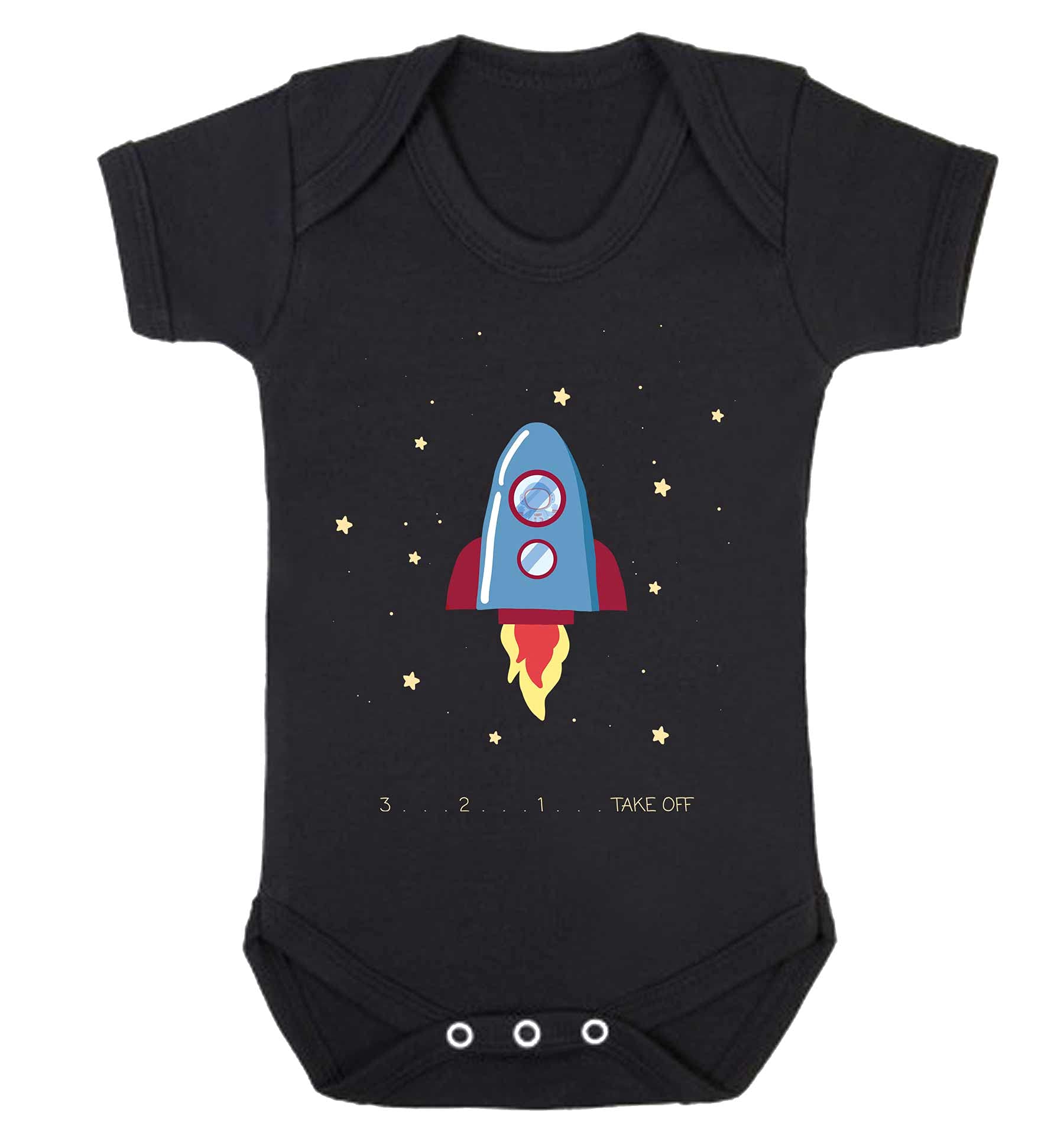 Reality Glitch Black Rocket Ship Take Off Kids Babygrow
