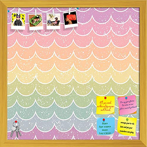 Image of ArtzFolio Wavey | Bulletin Board Notice Pin Board | Vision Soft Board Combo with Thumb Push Pins & Sticky Notes | Golden Frame | 20 x 20 inch (51 x 51 cms)