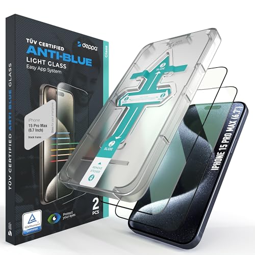 Verre trempé anti-lumière bleue iPhone 15 Pro Max Deppa pour protéger vos yeux au quotidien