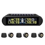 B-Qtech RV Tire Pressure Monitoring System Solar Powered High Brightness Adjustable TPMS (0~199PSI) for Trailer Travel Motorhome 6 Sensors, 5 Alarm Modes Pressure Temperature Real-time Monitor System