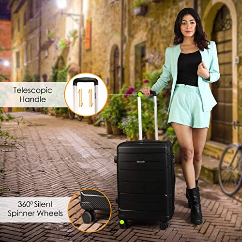 Image of AGARO Venue Hard-Sided Polypropylene Check-in Luggage (20 Inch Suitcase) Black