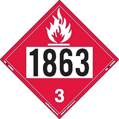 Labelmaster ZVR21863 UN 1863 Flammable Liquid Hazmat Placard, Removable Vinyl (Pack of 25)