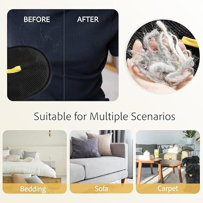 EKoo Pet Hair Remover Glove ¨C 2Pcs Cute Reusable Grooming Glove for Removing Cat & Dog Hair from Furniture, Car Seats, Bedding, Carpets, Clothes-rzkHe8Pr