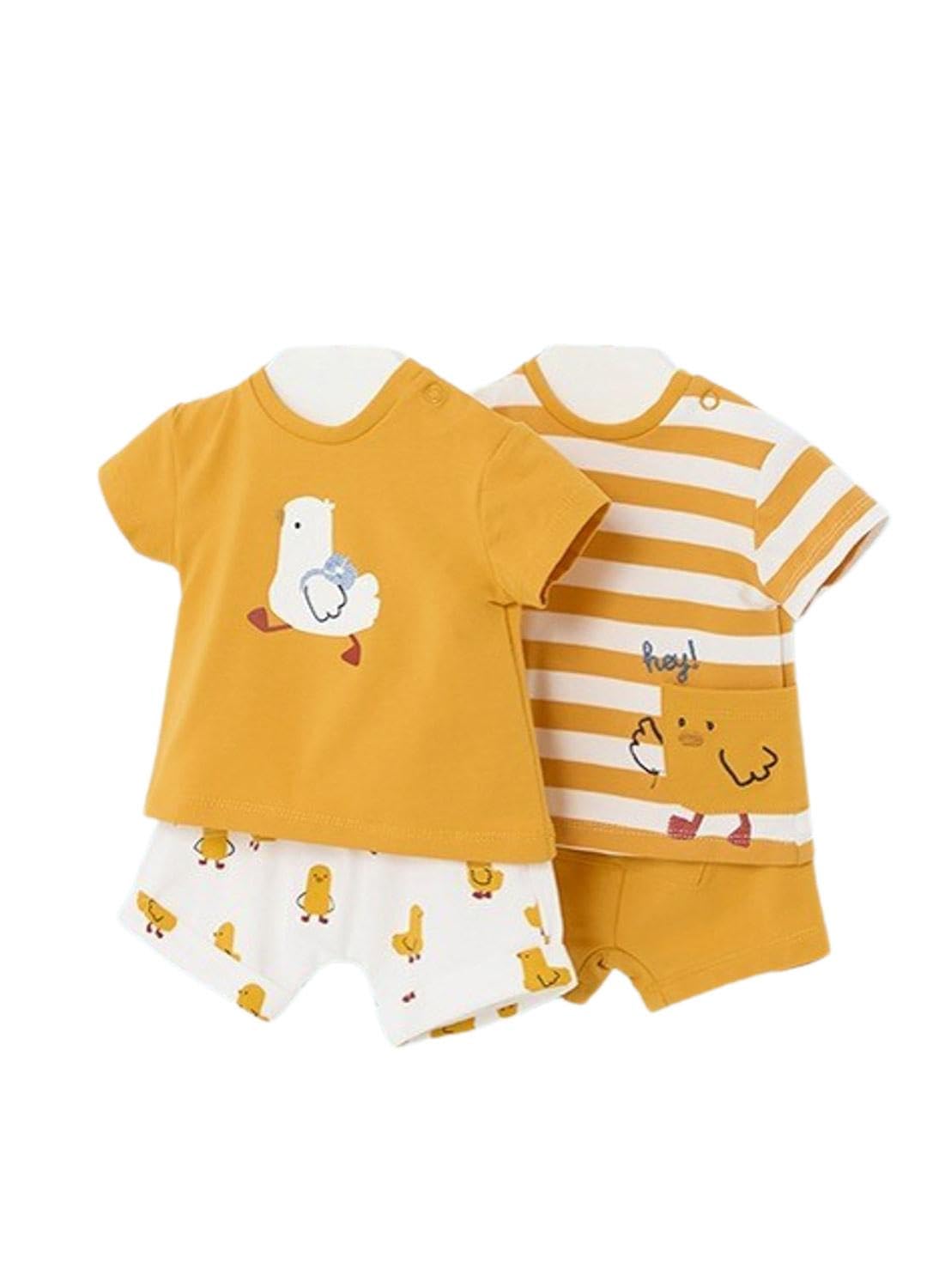 Mayoral Conjunto Bebe Niño – Set Primera Puesta 4 piezas – Set Recién Nacido – conjunto Manga corta Bebe Niño – Camiseta y pantalón corto para bebes de 3 meses a 18 meses