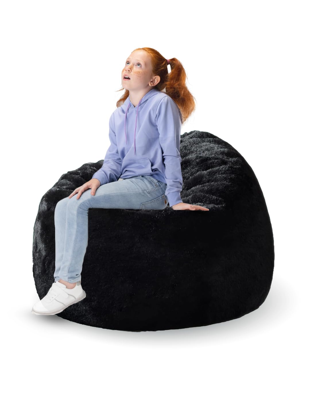 Mollismoons Bean Bag Sofa Couch Bean Bag Without Beans Bean Bag Cover for Kids and Adult Luxury Bean Bags Chair for Adult Lounger Fur Bean Bag Sofa Premium Bean Bag Cover (Black, XXXL)