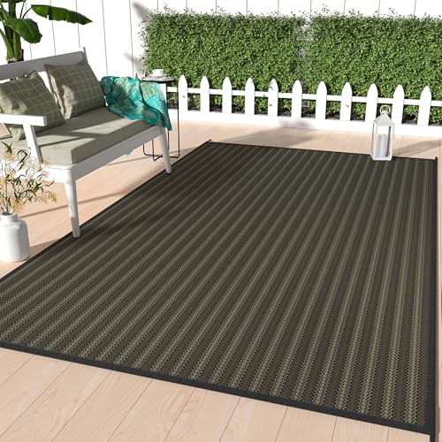 Image of GENIMO Outdoor Rug, Waterproof Plastic Rugs for Patio, 6'x9' Ebony Brown