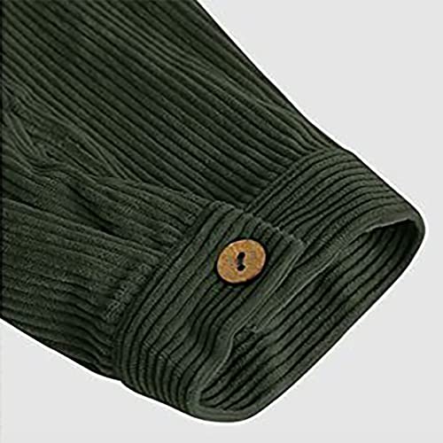 Image of utcoco Mens Corduroy Button Down Shirt Casual Relaxed-Fit Lapel Long Sleeve Jacket for Men