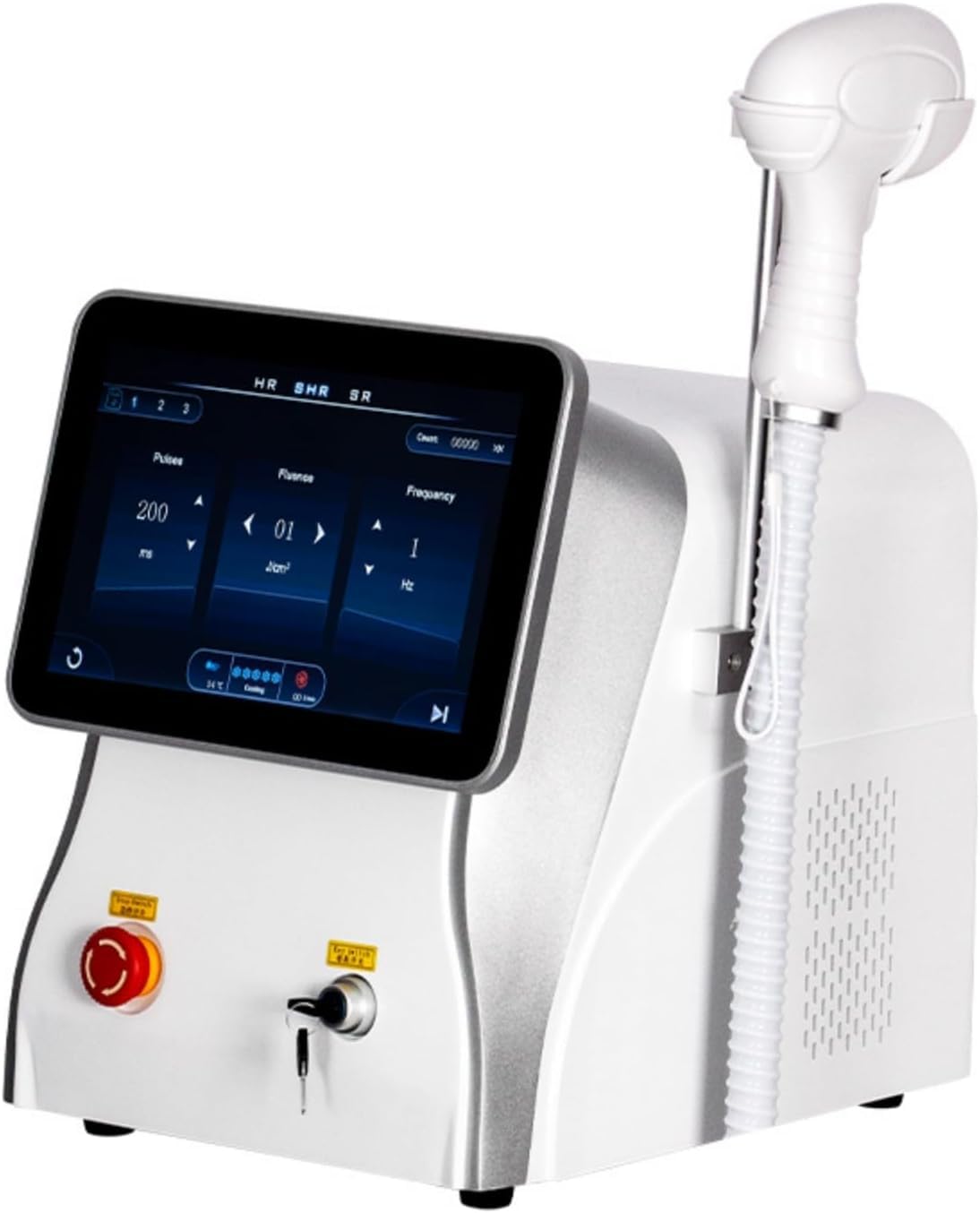 Dispositivo per epilazione laser permanente a diodo 808 nm, manipolo a 10 barre laser, 755 808 1064 nm, raffreddamento integrato, display touch HD, per salone e uso domestico