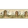 Chesapeake BBC65022B Twain Sand Garden Outhouse Portrait Wallpaper Border Brown