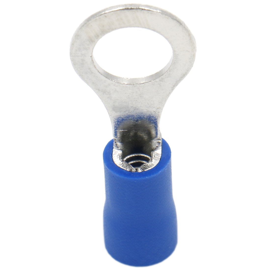 Heschen Zaciskarka pierścieniowa Złącza zaciskowe izolowane winylowe złącze elektryczne RV2-6 Rozmiar sztyftu 1,5-2,5 mm² (16-14 AWG) Niebieski 100 sztuk