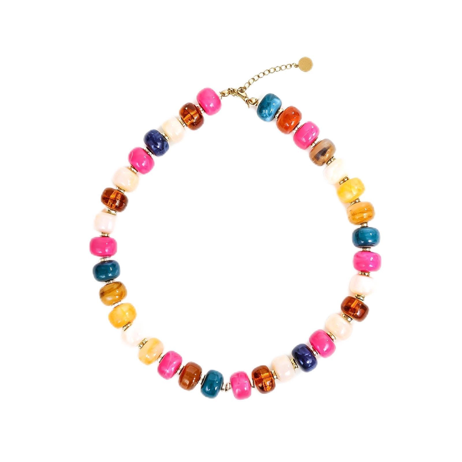 Colorful Resin Chunky Beaded Choker Necklace for Women, Summer Beach Jewelry — view 10