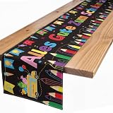 Tischläufer Einschulung, Deko Einschulung Junge Mädchen 2026, Bunt Schwarz Einschulung Tischdecke mit Mutmacher für Kinder, Tischdeko für Schulkind Schulanfang Deko 183 x 33cm