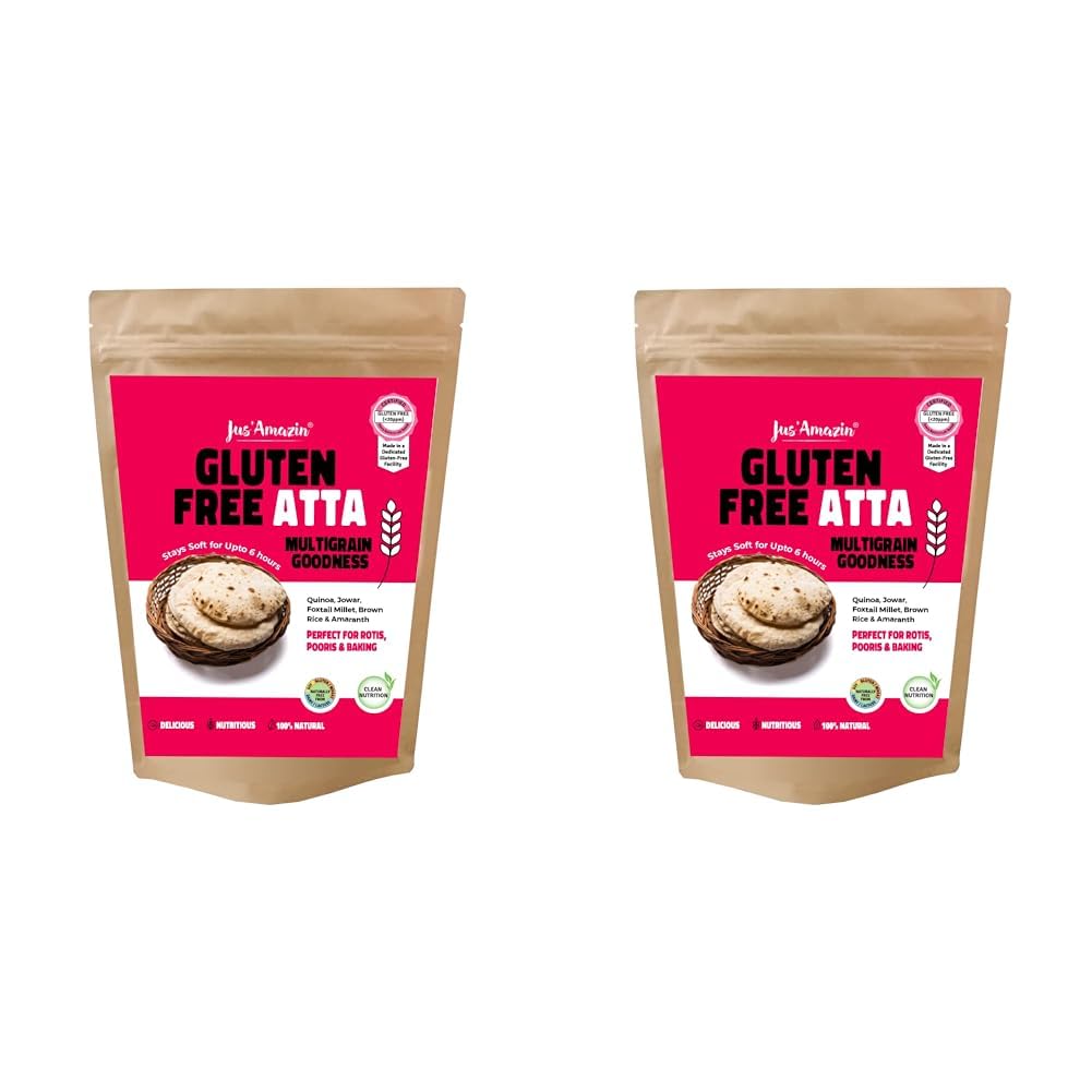 Jus Amazin Certified Gluten Free Atta (1kg)|Fluffy & Soft Chapatis |Multigrain (Millets, Quinoa, Amaranth) | Certified Gluten Free (Lab Tested)|Multipurpose (Chapati, Poori, Paratha, Baking) (B0D817H3W6) Amazon Price History, Amazon Price Tracker