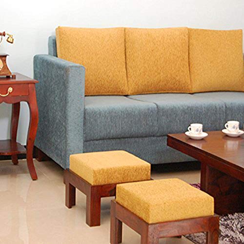 Image of Furniture Solid Sheesham Wood Coffee Table with 4 Stools | Sheesham Wood Coffee Table for Living Room (Brown-Finish, Coffee Table)