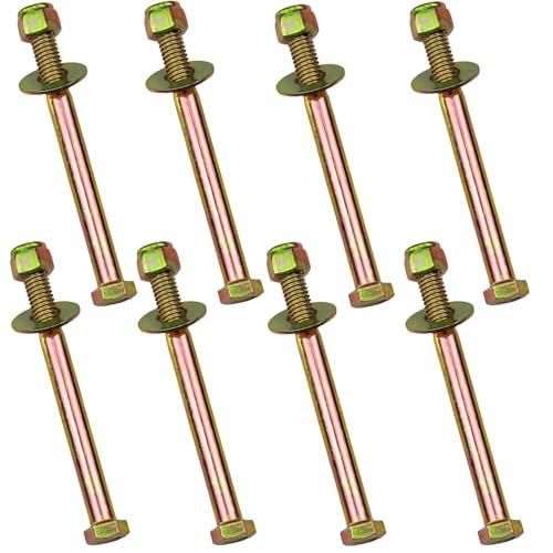 Image of 3 /8 inch x 4 inch Hex Head Bolt by Color Galvanization with Ny lon Lock nut and Large Size Washer Assortment Kit,Alloy Steel,Grade 5.(8pcs Pack),by Metalsuberg.