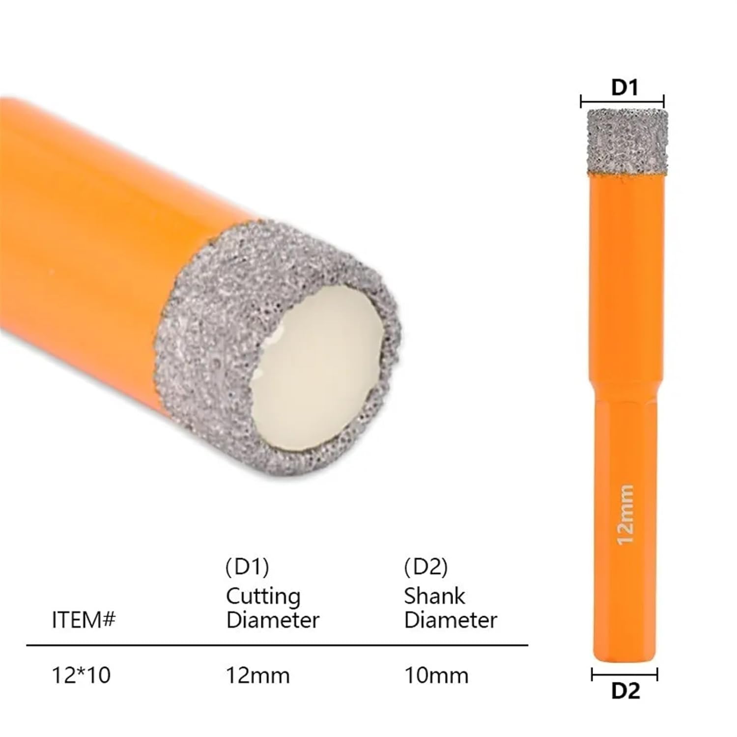 Drill Bit 5/6/8/10/12/16/18mm Hole for Glass Marble Granite Brick Tile Ceramic Porcelain Concrete 1Pcs(12x10mm)