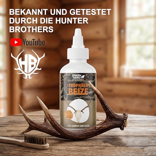 Trophäenbeize 200 ml zum Beizen und natürlichen Nachfärben von Geweih & Horn | Hirschhornbeize und Gehörnbeize für Trophäen aller Art zum Erhalt von natürlichen Farben