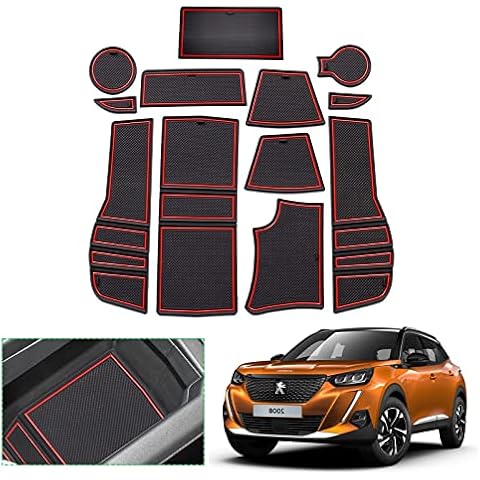 GAFAT Peugeot 2008 e-2008 2020-2022 2023 Non-Slip Mats, Car Centre Console Rubber Mats, Cup Holder Mat, Storage Box Non-Slip Mat, Door Seam Non-Slip Mats, Peugeot 2008 Accessories (Red) Cover