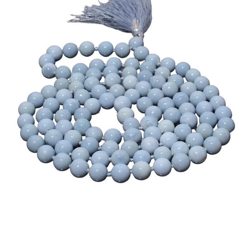 Perles de prière opale bleue collier Mala hommes pierres naturelles