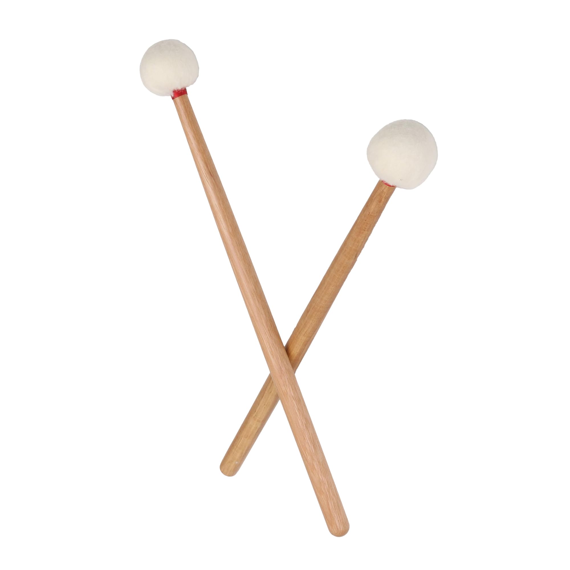 Yibuy Lot de 4 maillets en feutre de 35,6 cm avec poignée en bois de 3,5 cm de diamètre pour percussion de batterie Blanc