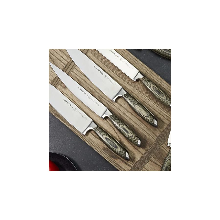 Schmidt-Brothers-Bonded-Ash-15-Piece-Knife-Set-High-Carbon-Stainless-Steel-Cutlery-with-Downtown-Acacia-and-Acrylic-Magnetic-Knife-Block-and-Knife-Sharpener Schmidt Brothers -Bonded Ash- 15-Piece Knife Set, High-Carbon Stainless Steel Cutlery with Downtown Acacia and Acrylic Magnetic Knife Block and Knife Sharpener
