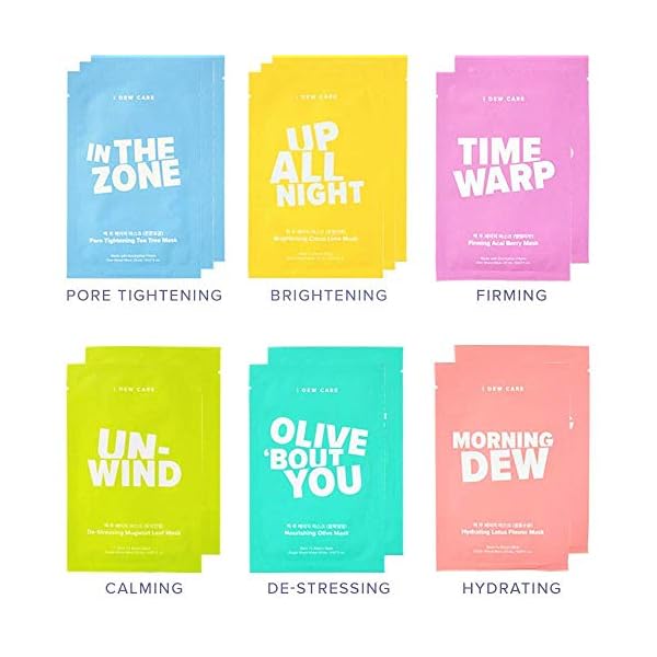 I DEW CARE Korean Glass Skin Sheet Mask 14 Variety Pack | Face Mask Skincare Pack For Perfect Skin Care Routine, 2 Week Care Intense Skincare Makeover with Collagen, Overnight, Tea Tree Oil, 14 Count