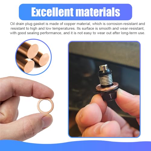Image of 30PCS Oil Drain Plug Gasket, 14mm Cooper Crush Washer Oil Sealing Gaskets, Car Accessories Automotive Replacement Drain Plug Gaskets Compatible with OEM PN Part 007603-014106
