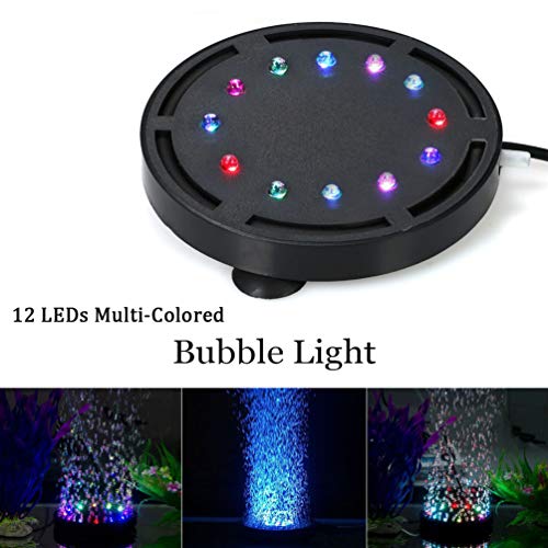 Aquarium Air Bubble Light, LEDGLE Multi-Colored Submersible Fish Tank Air Stone Disk Lamp