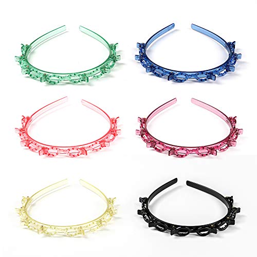 EIGHTOWN Double Layer Twist Plait Headband for women - Hollow Woven Hair Tools forGirls - Double Bangs Hairstyle Hair Band with Hairpin, Twist Clip with Toothed Headband Braid Tool (6 colors)