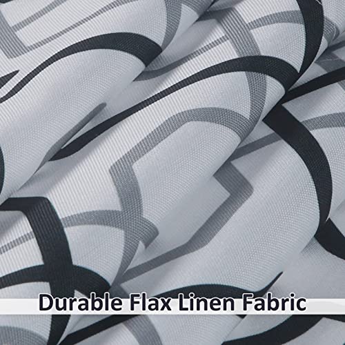 Home Queen Geometric Print Valance For Window, Farmhouse Valence For Living Room Bedroom And Kitchen, Faux Linen Fabric, 54" W X 18" L, Black #TOP3