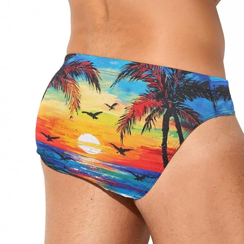 Beach Sunset Palm Trees Men's Swimwear Trunks Swimsuit Briefs Boxers Underwear Low Waist3