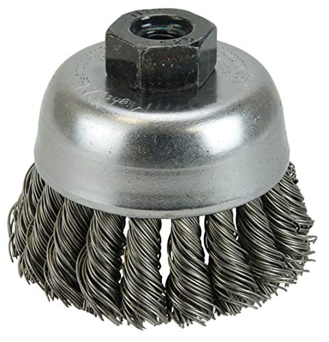 Weiler 13015 2-3/4" Single Row Knot Wire Cup Brush, .014" Steel Fill, M10 x 1.25 Nut, Made in the USA