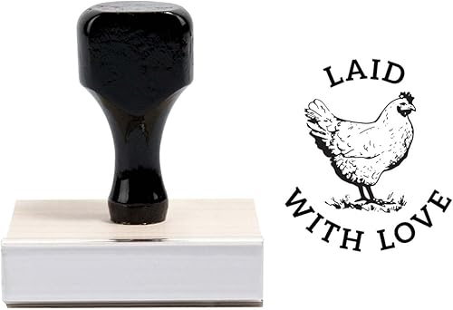Laid with Love - Sello de goma pequeño de 3/4 pulgadas de diámetro, estampado tradicional, sello de cartón de huevo de gallina, diseño moderno de