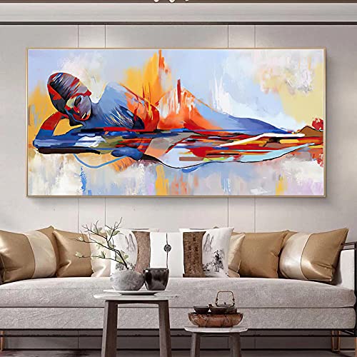 Toile bouddha aquarelle abstraite peinture murale salon 40x80 cm