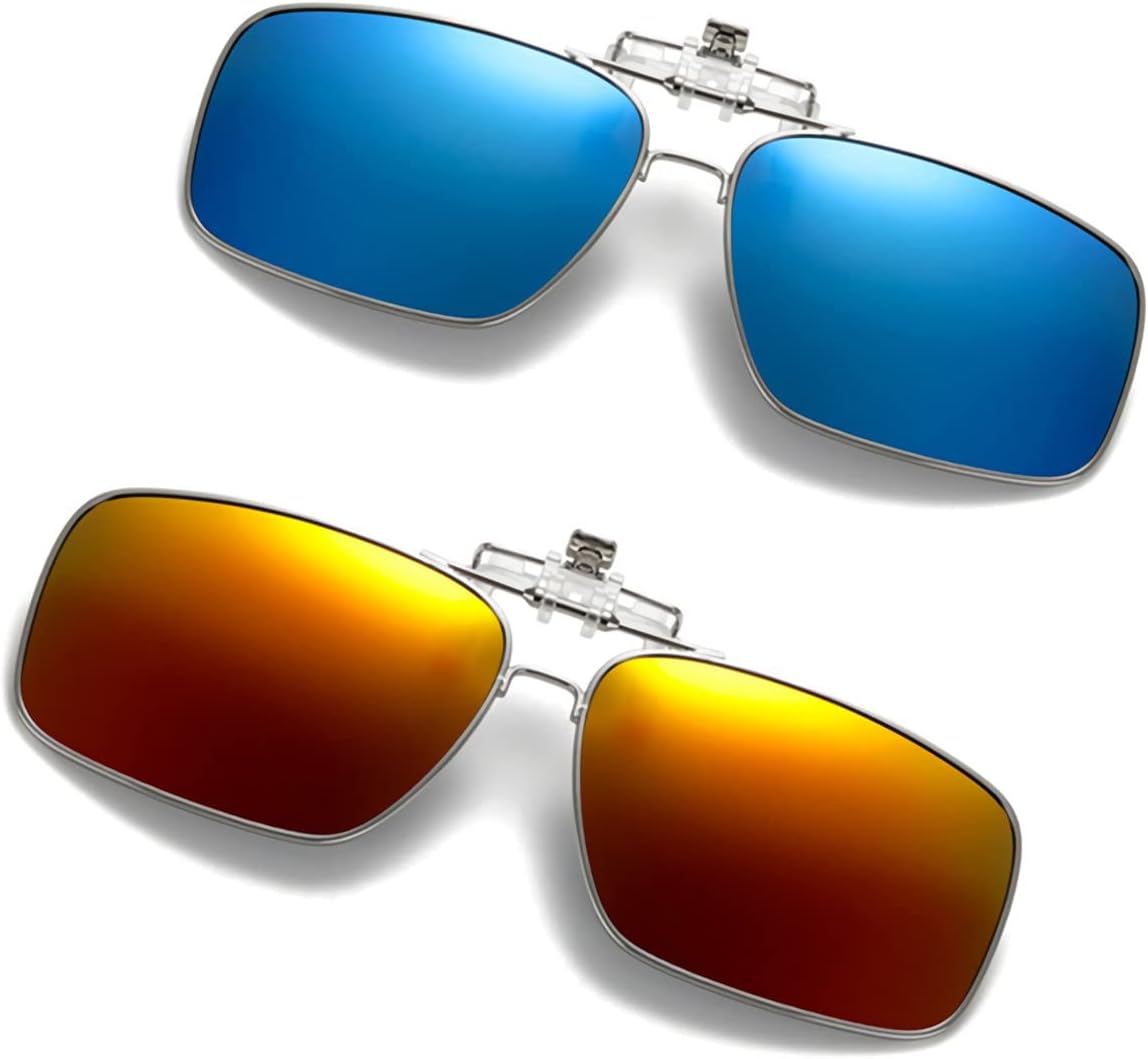 Clip on Flip up Polarized Lens For Prescription Glasses UV Protection Sunglasses (Clear lenses not Polarized)