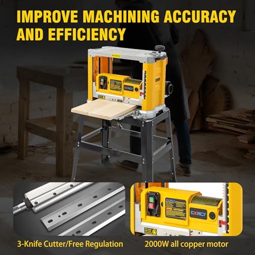 Cxrcy Benchtop Planer, Three-Solid Steel Blade Benchtop Thickness Planer thumb #1