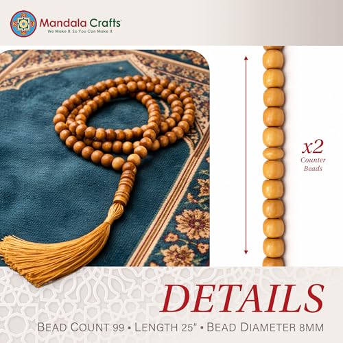 Image of Mandala Crafts Tasbih Muslim Prayer Beads 99 for Men & Women - Islamic Rosary Misbaha Tasbeeh Sibha - Zikr Dhikr Subha Beads for Ramadan Eid Gift